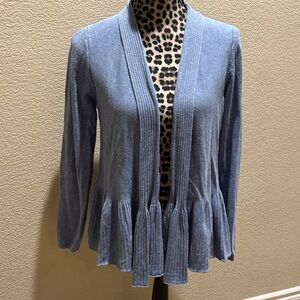 Max Studio Light Blue Peplum Cardigan